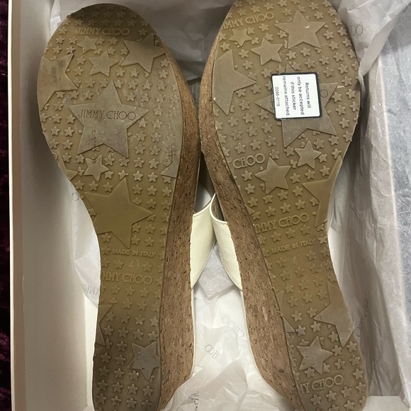 Authentic Jimmy Choo wedge off white sandals - Picture 5 of 5